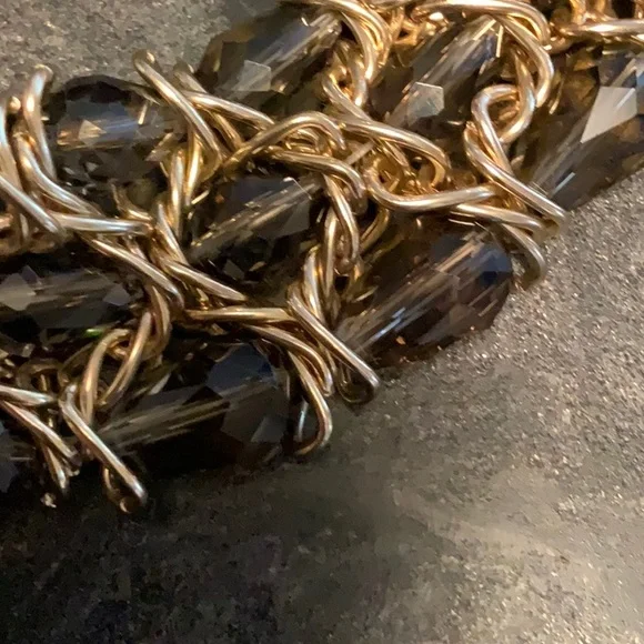 Saks 5th Avenue Brown and gold triple strand necklace - Picture 4 of 5